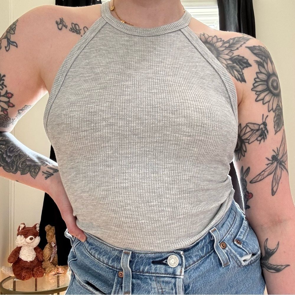 American Eagle AE Waffle High Neck Bodysuit